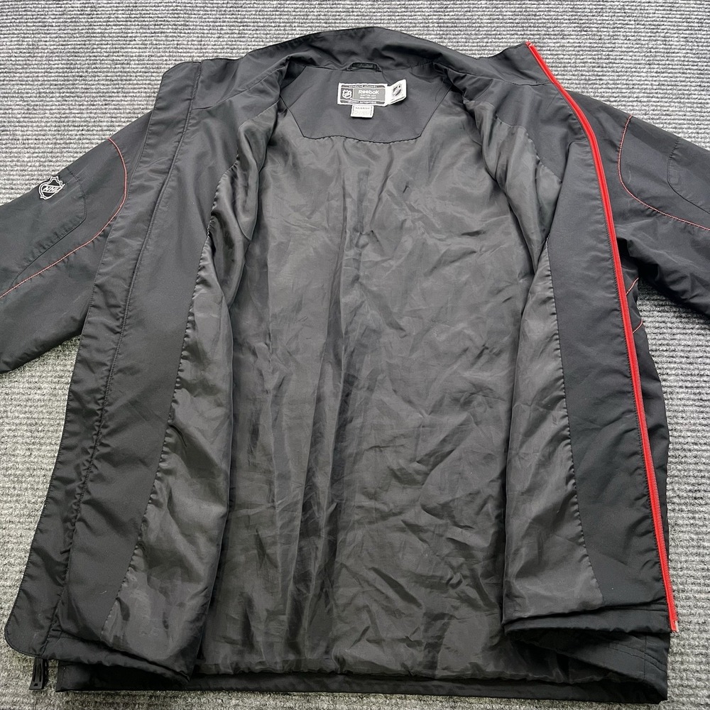Chicago Blackhawks Windbreaker Jacket Men's Medium NHL Black Full Zip Indian Y2K - Picture 4 of 7
